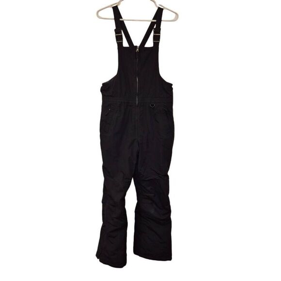 Lands' End Kid's Black Nylon/Poly Squall Waterproof Iron Knee Snow Overall Pants - Picture 1 of 14